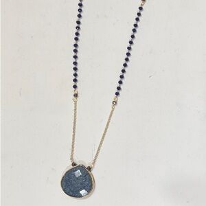 Nakamol Elegant  Natural Lapis Beaded Necklace 17” gold plated